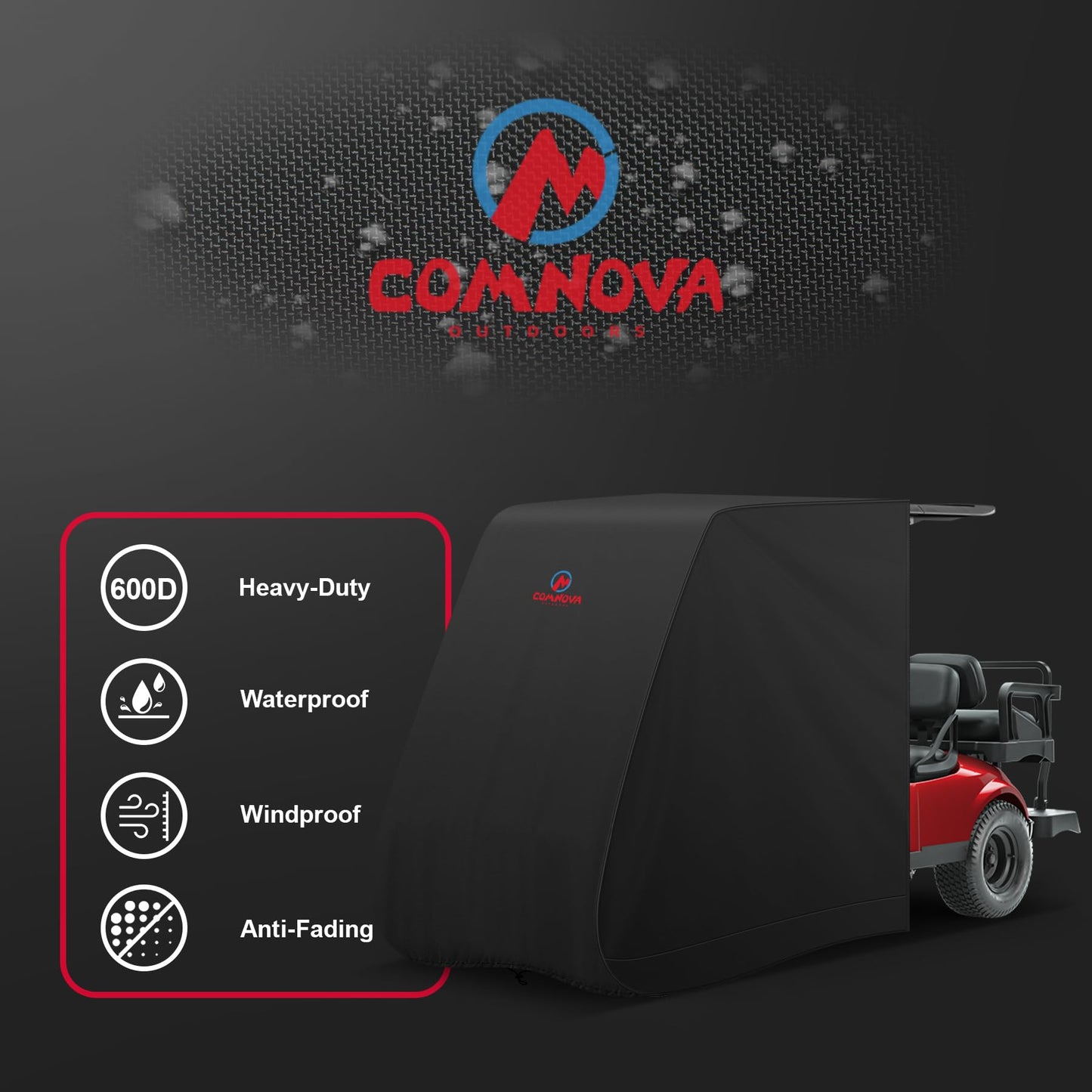 Comnova Golf Cart Cover 6 Passenger - 600D Waterproof Golf Carts Enclosure with Zipper, Windproof & UV Resistant, Outdoor Golf Cart Cover Universal Fit EZGO, Club Car, Yamaha up to 156"L x 51"W x 70"H