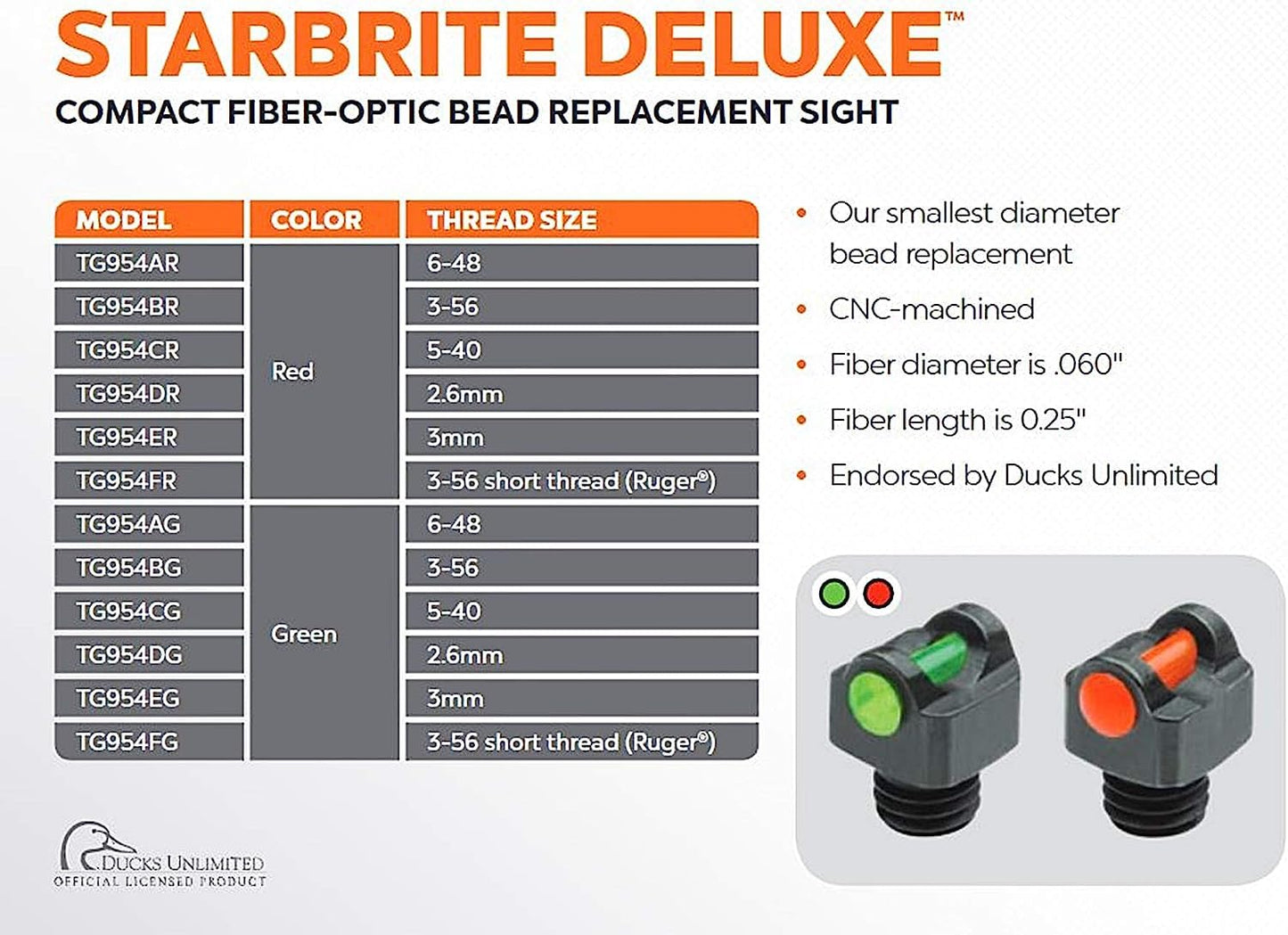 TRUGLO Starbrite Deluxe Fiber Optic Sight 6-48 Red