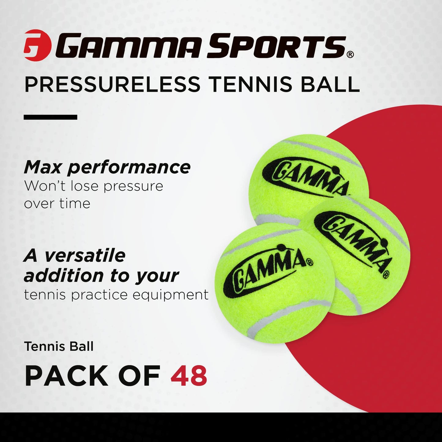 GAMMA Sports Pressureless Tennis-Balls Bucket, Bulk Tennis Balls, Premium Tennis Accessories, Pack of 48