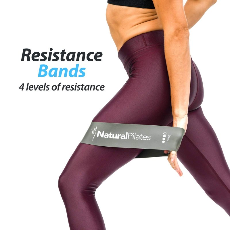 Natural Pilates 4-Level Booty Bands for Working Out, Elastic Glute Bands for Butt, Resistance Bands for Legs and Butt Workout, Exercise Butt Bands Set with Carry Bag, Glute Bands for Women