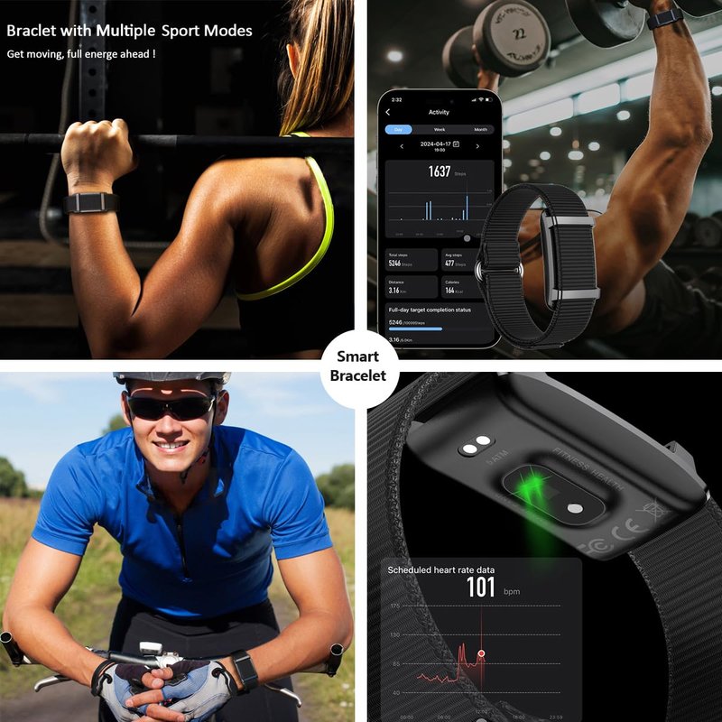 SM SEVENMORE Smart Bracelet Fitness Tracker with Body Temperature Monitoring, 24/7 Heart Rate Sleep Stress Step Monitor, 170+ Sport Modes, IP68 Waterproof Activity Tracker for Men Women (Gunmetal)