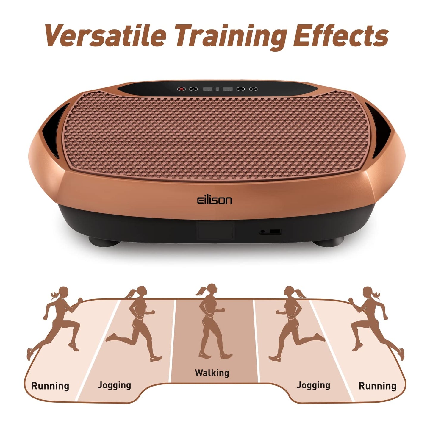 EILISON Bolt Vibration Plate Exercise Machine - Lymphatic Drainage Machine for Weight Loss Home Fitness - Whole Body Vibration Platform Exercise Machine - Max User Weight 300lbs Brown (Bolt Brown)