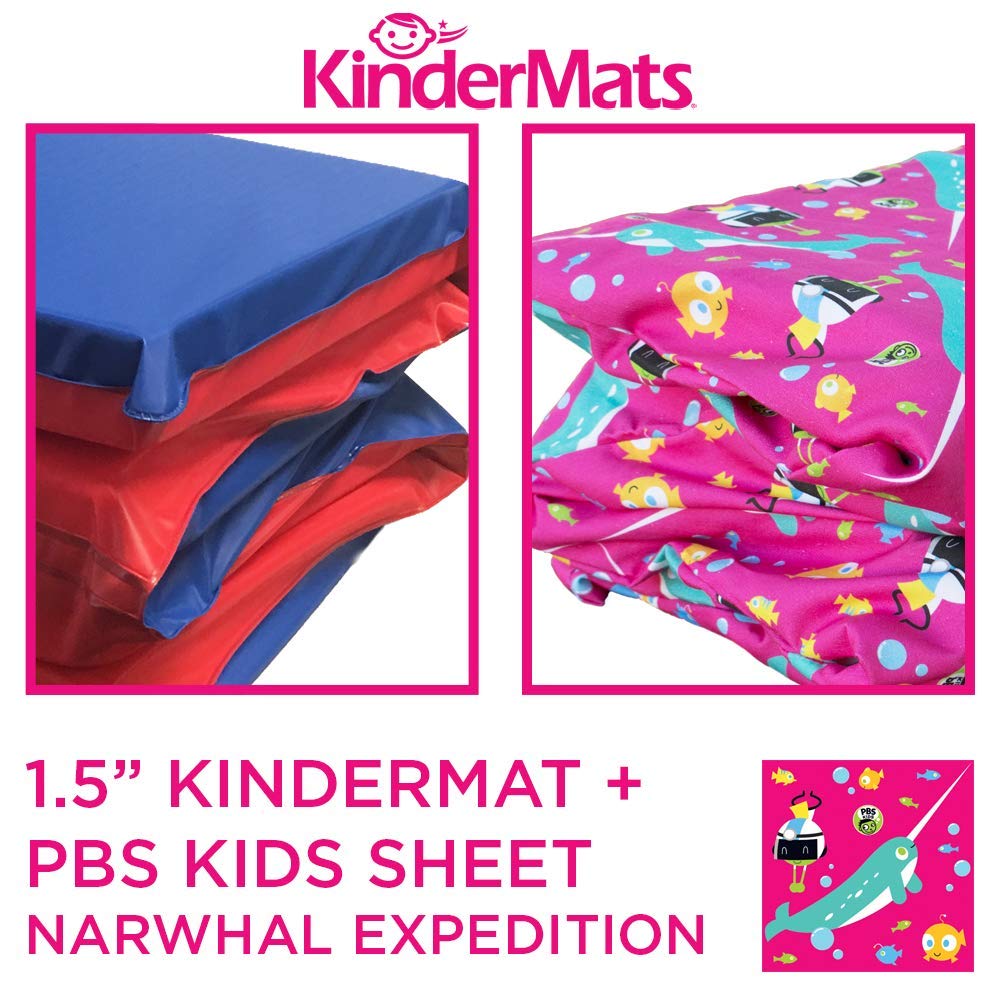 KinderMat 1.5" Thick Washable Kinderbundle - Narwhal Expedition | 47" x 22" for Daycare & Family Use