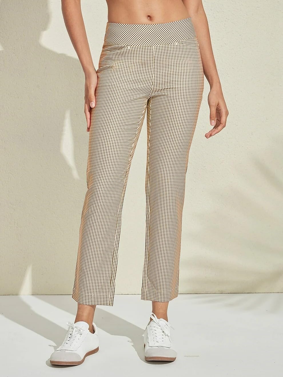 Womens Golf Plaid Pants - Stretch Casual Ankle Pants for Travel & Lounge | Athletic Sweatpants with Pockets