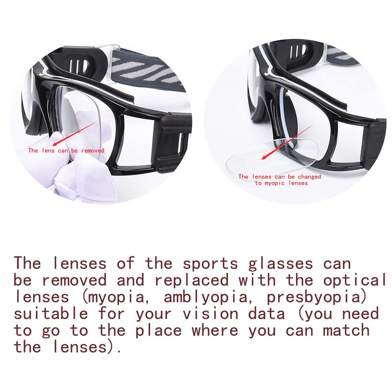 SooGree Kids Sport Goggles Basketball Football Goggles Glasses Boys Safety Eyewear Anti Shock Collision Glasses Frame 7-14 (Transparent frame grey pads)