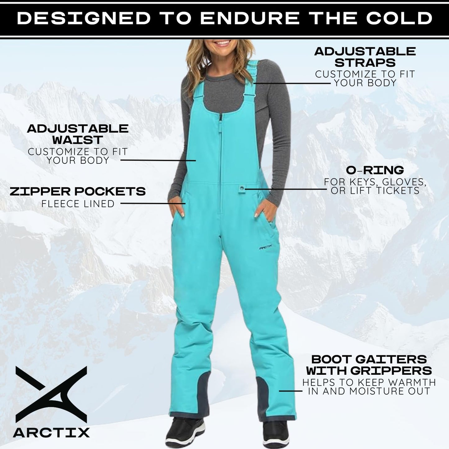 Arctix Women's Essential Insulated Bib Overalls, Bluebird, Small Short