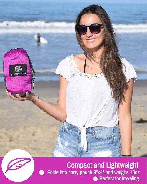 ECCOSOPHY Sandproof Beach Blanket and Quick Dry Microfiber Beach Towel Collection.