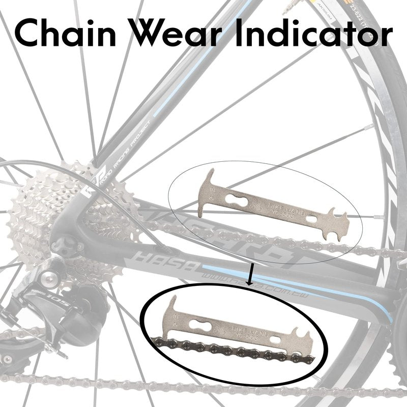 BikeHand Bike Bicycle Chain Wear Checker, Quick Master Link Pliers & Chain Breaker Rivet Tool – Professional Chain Tool Kit for Road, Mountain, and Hybrid Bikes