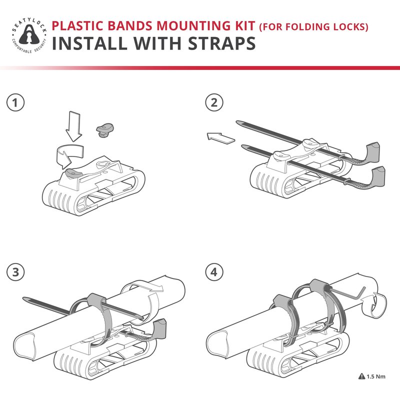 Seatylock FoldyLock Accessory Mounting Kit for Seatylock Folding Bike Locks - Mounting Case is Not Included