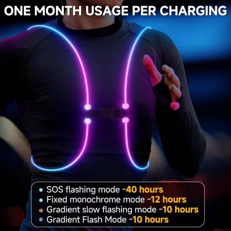 Running Lights For Runners, Reflective Running Vest, Reflective Running Gear Walking Vest For Women, Night Running Gear, Light Up Running Vest, Gifts For Runners, Safety Running Vest For Women & Men
