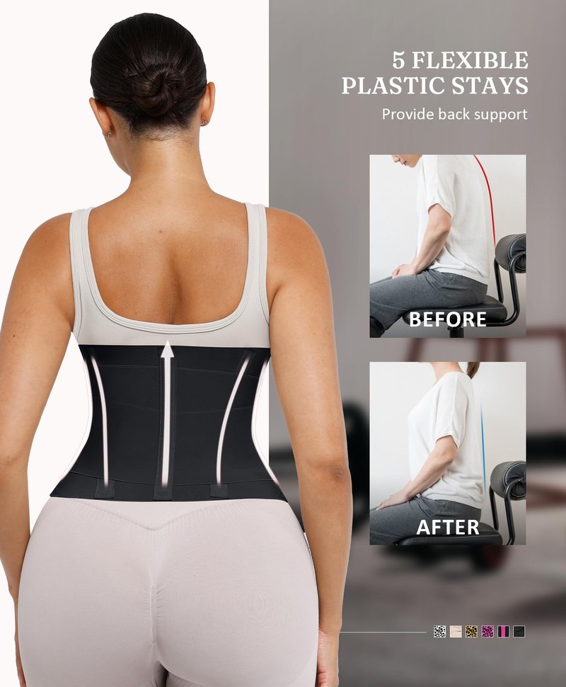 FeelinGirl Waist Cincher Tainer Workout Corset Shaper Tummy Slimmer Plus Size Belly Band for Women Black XL