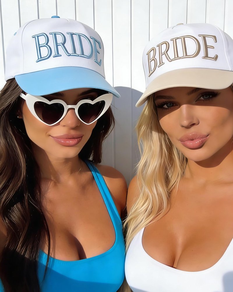 JOYCREDIBLE Bride Trucker Hat Bridal Headwear Bachelorette Party Favors Something Beige Bridal Shower Decorations Wedding