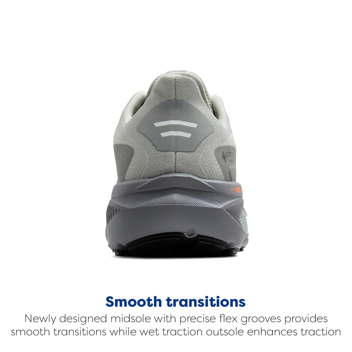 Brooks Men’s Ghost 17 GTX Waterproof Supportive Running & Walking Shoe - Smoke/Primer Grey/Orange - 8.5 Medium