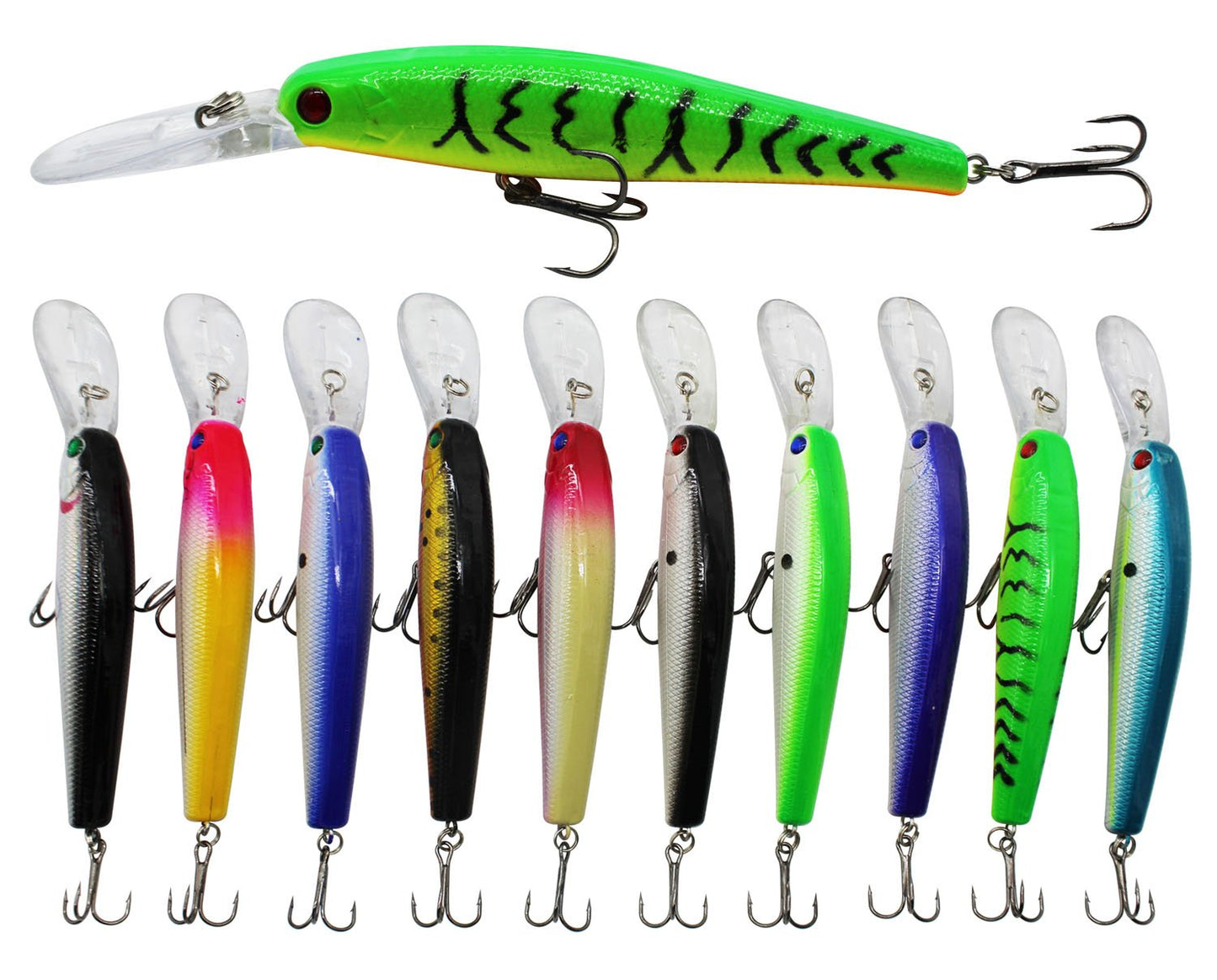 Fishing Lures Kit 10pcs Hard Bait Minnow Deep Diving Swimbait Life-Like Walleye Lures for Bass Trout Pike Freshwater Saltwater Fishing Bait