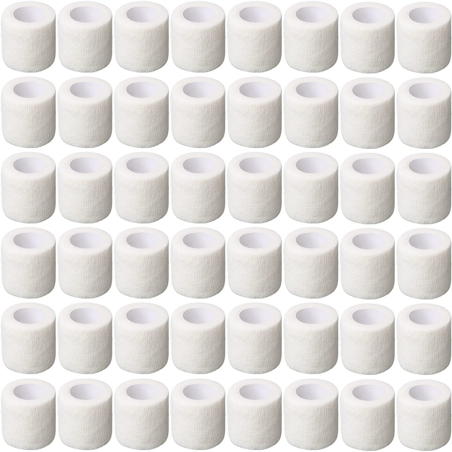 Treela 64 Pack 2" x 5 Yards Self Adhesive Cohesive Bandage Wraps, Elastic Breathable Athletic Tape, Flexible Self Adherent Bandage Rolls for Wrist, Ankle, Fingers, Sports & Pets (White)