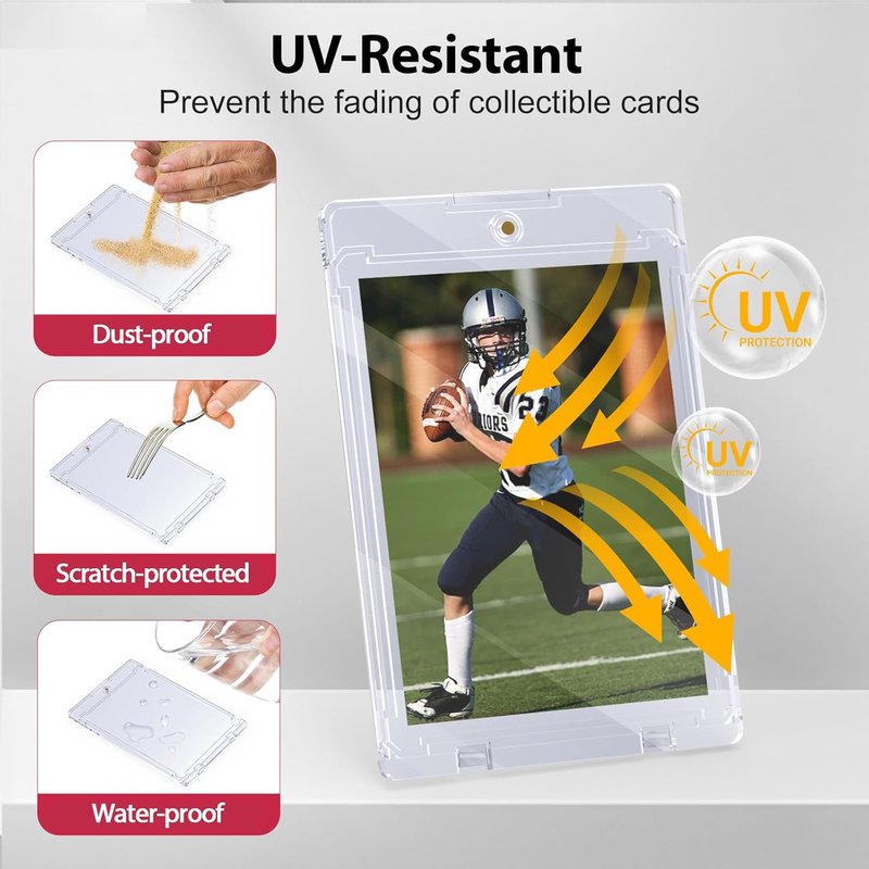 Magnetic Trading Card Holders - 25ct 35pt U-V Protection Display Cases | Hard Plastic Protectors