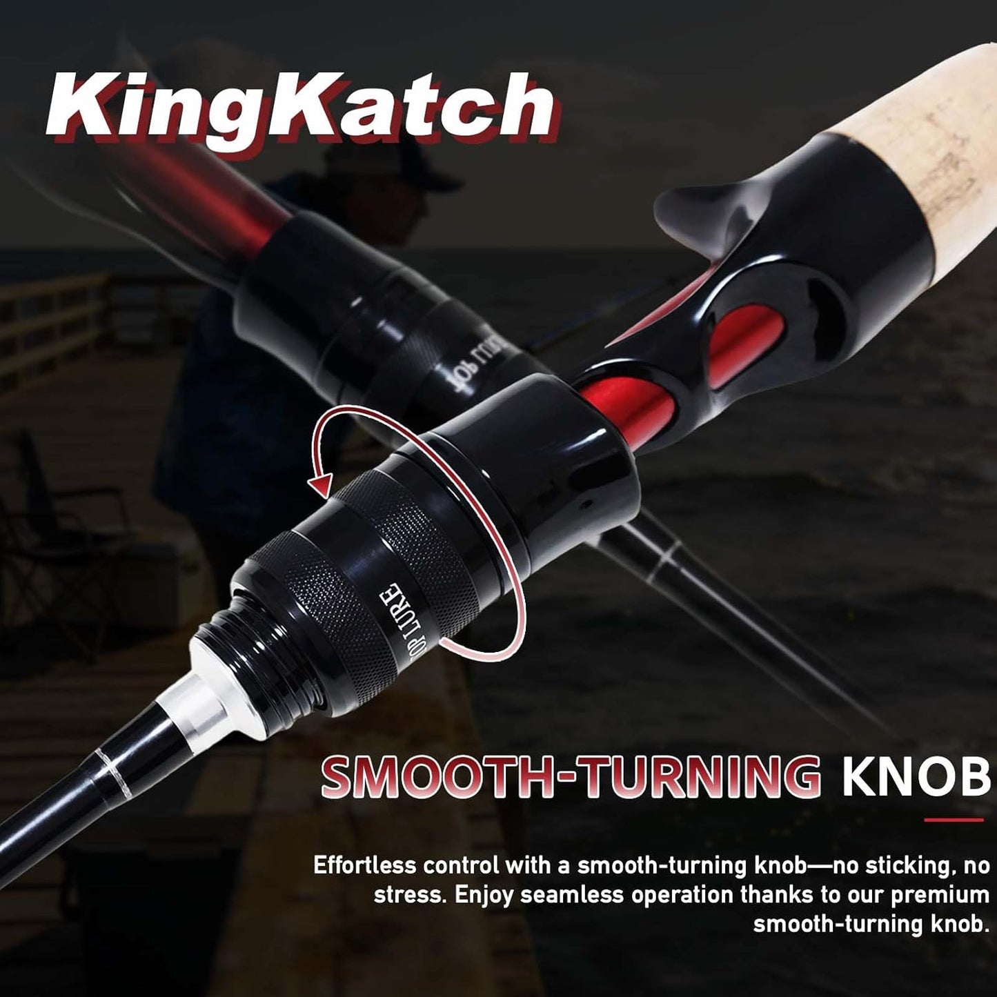 Ultralight Fishing Rod - 6'0” 2-Piece Carbon Graphite Spinning & Casting Rod | Sensitive Fast Action Trout Fishing Pole with Red EVA Handle