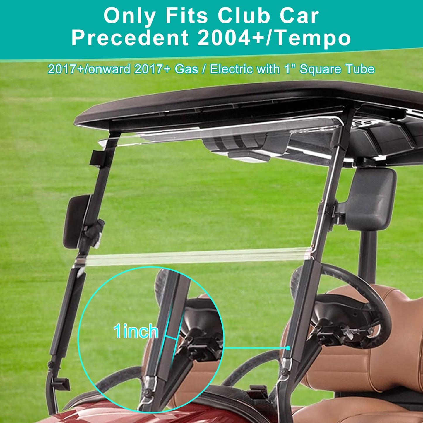 Golf Cart Windshield Clip Set for Club Car Precedent Fit for 1"x1" Tube OEM#101444101,102005801 Include 12.6" Windshield Sash Clips, Windshield Retaining Clips, Windshield Bottom