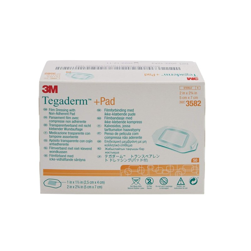 3M Tegaderm Transparent Film Dressing, 2" x 2.75", 50 Count, 1 Pack