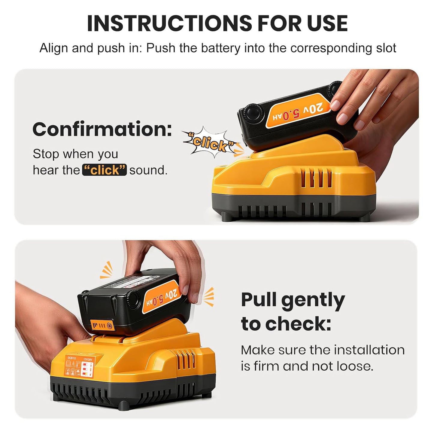 20v Max Battery Replacement for Dewalt Battery 5.0Ah with DCB112 Battery Charger Station for DCB200 DCB120