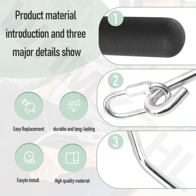 WHMYZHL Open Ended Chrome Grip Handles Compatible with Total Gym Home Workout Machines 2000, 2200, 2500, 3000, 3000XL, XL, XLS - for Supra, Electra, FIT Gym Accessories Handles