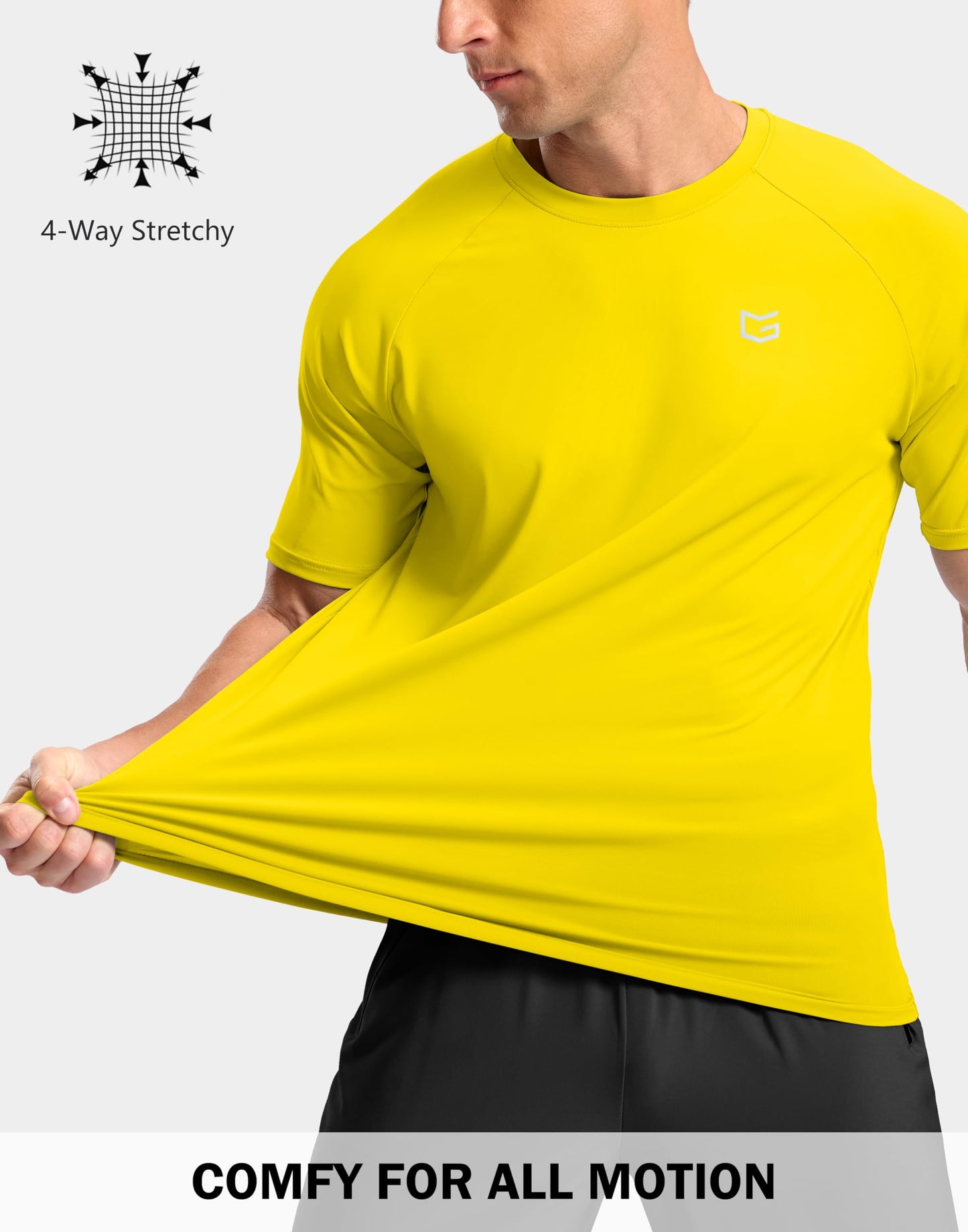 G Gradual Men's Athletic Workout T-Shirts Moisture Wicking Cooling Running Shirts Short Sleeve Performance Tee for Gym Tennis(Yellow,XL)