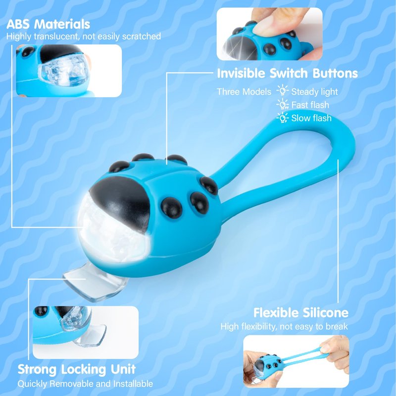 Gofimyee 2 Pack Kid Bike Light, for Kids Scooter, Waterproof with 3 Light Modes for Kids Scooter or Bycycle