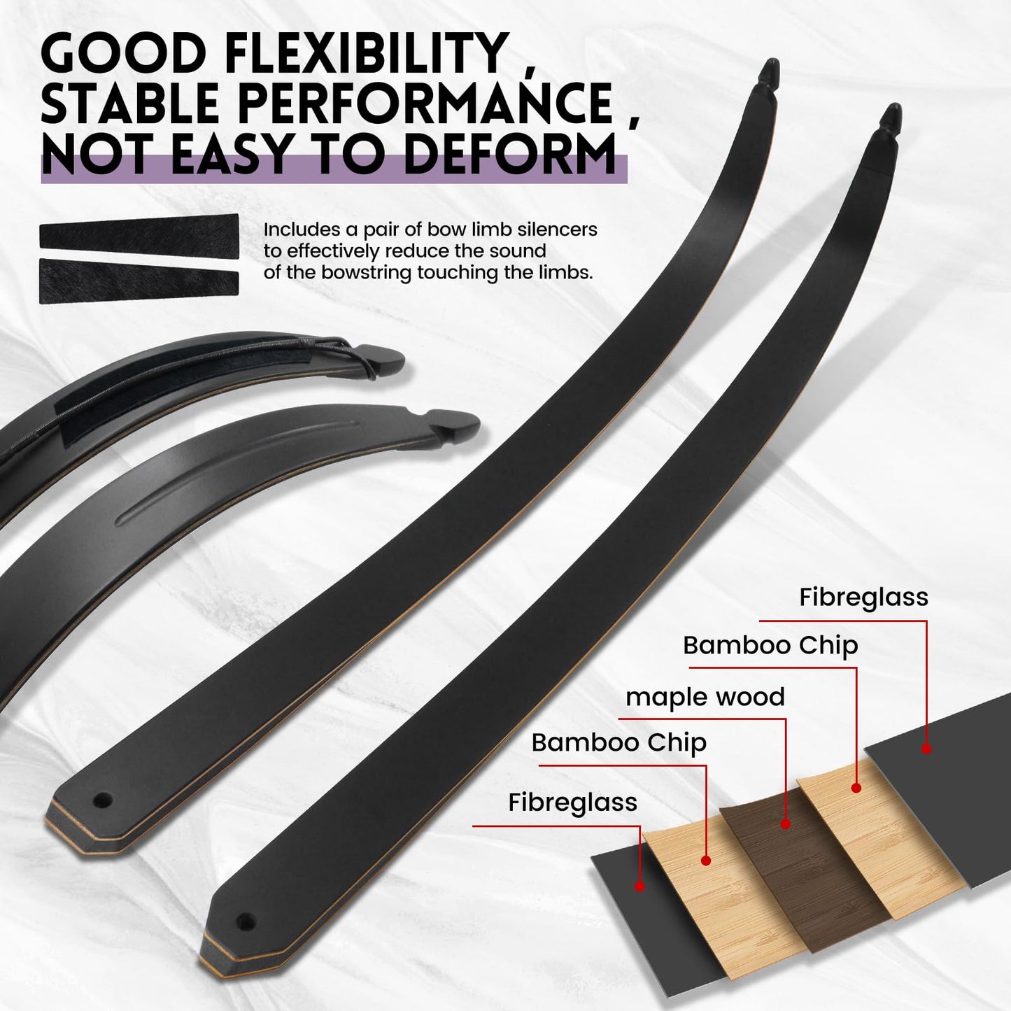 Archery Takedown Recurve Bow 60inch 30lbs,35lbs,40lbs,45lbs,50lbs,55lbs,60bs Traditional Hunting Bows Target Shooting Practice for Right Hand (45.00)