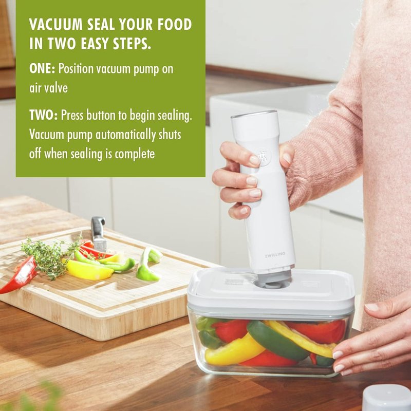 ZWILLING Fresh & Save Glass Vacuum Sealer Containers - 2-Piece Small Set with Airtight Lids