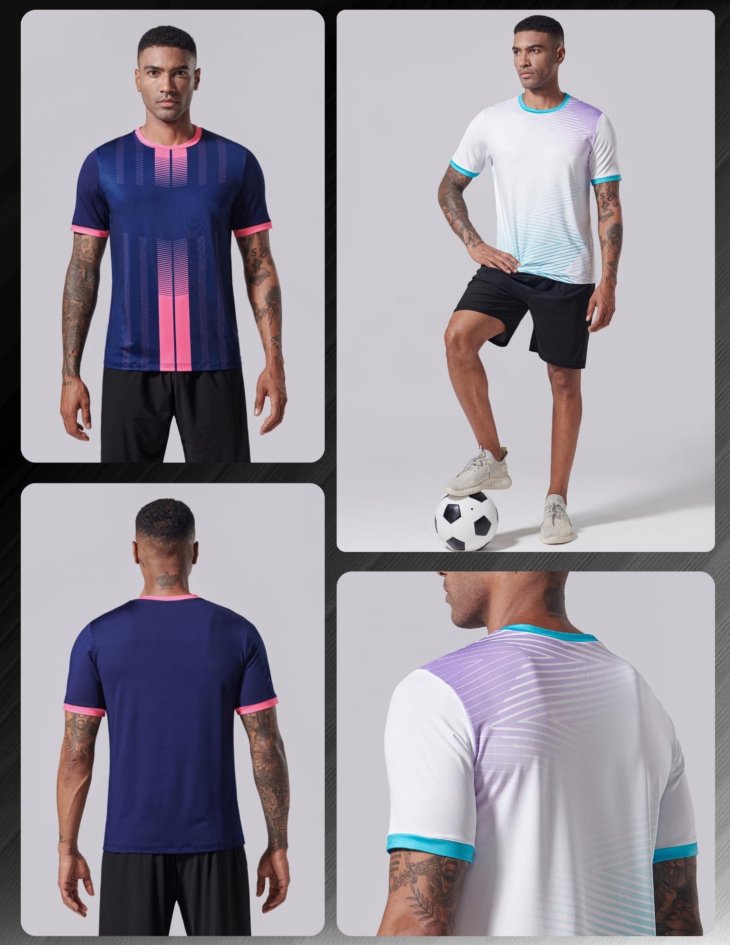 5 Pack Men’s Active Quick Dry Crew Neck T Shirts | Athletic Running Gym Workout Short Sleeve Tee Tops Bulk (Set 13, Small)