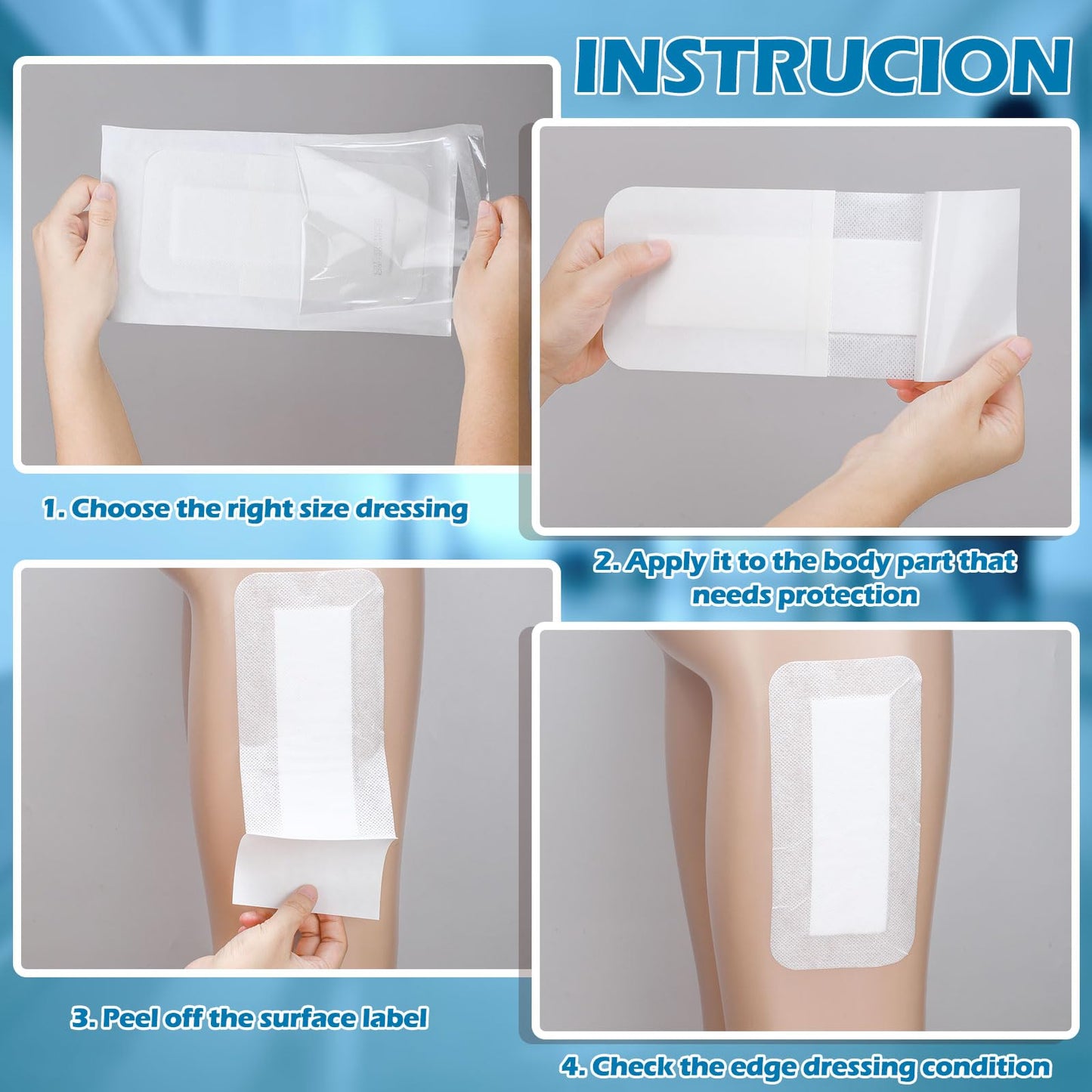 15 Pcs Bordered Gauze Pad Aseptic Island Dressing 4 x 10 Inch Wound Bandage with Adhesive Border Non-Stick Pad in Center Breathable Patches Post Shower Individually Packed for Wound Care First Aid