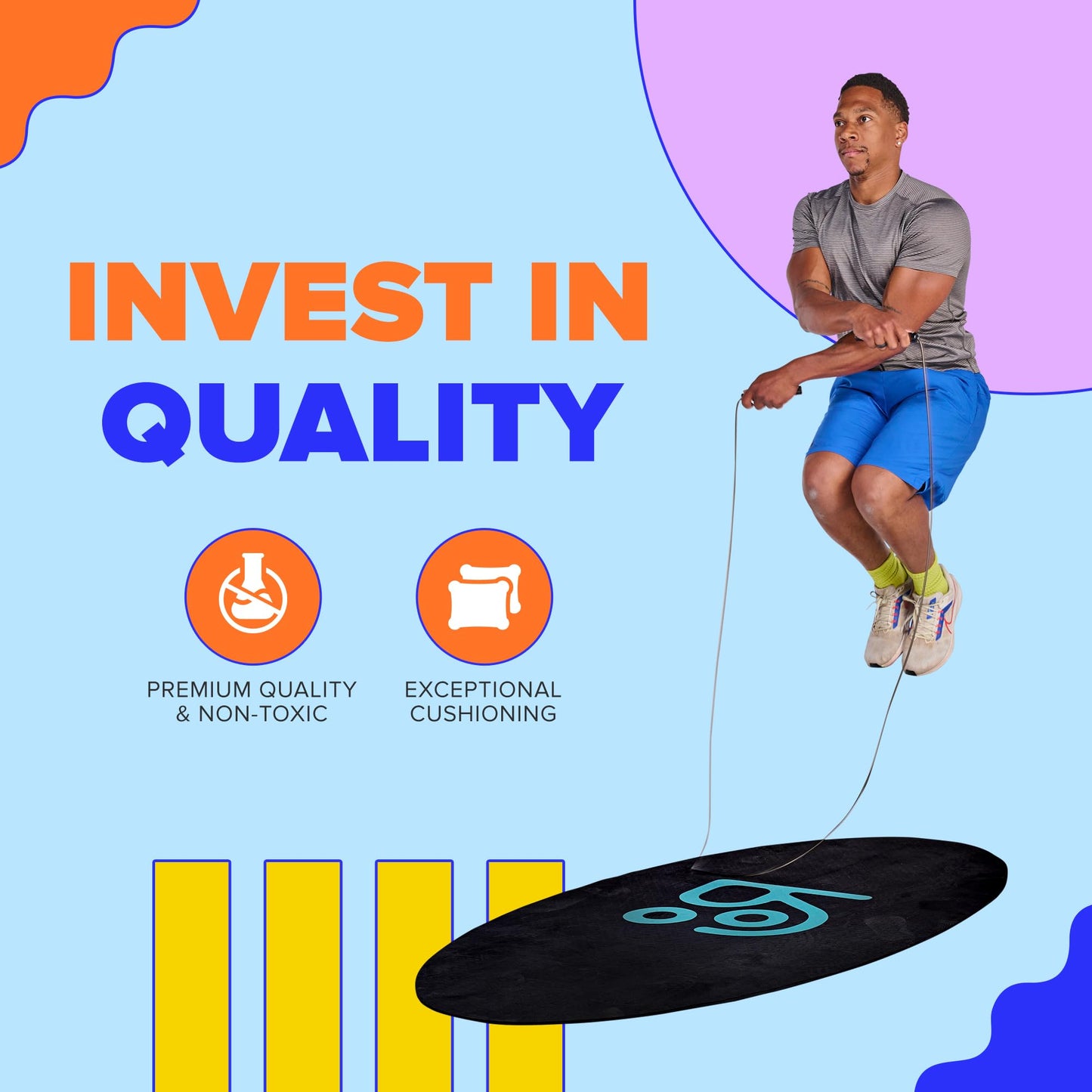 X-Large Roo Jump Rope Mat - 71"x36" The Ultimate Non-Slip Thick 6mm Jump Rope Mat Outdoor and Indoor Workouts - Prevents Injuries, Extends Jumprope Mat Life, Easy to Store and Clean - Comes with Carrying Case - Multi-Functional for Various Exercises