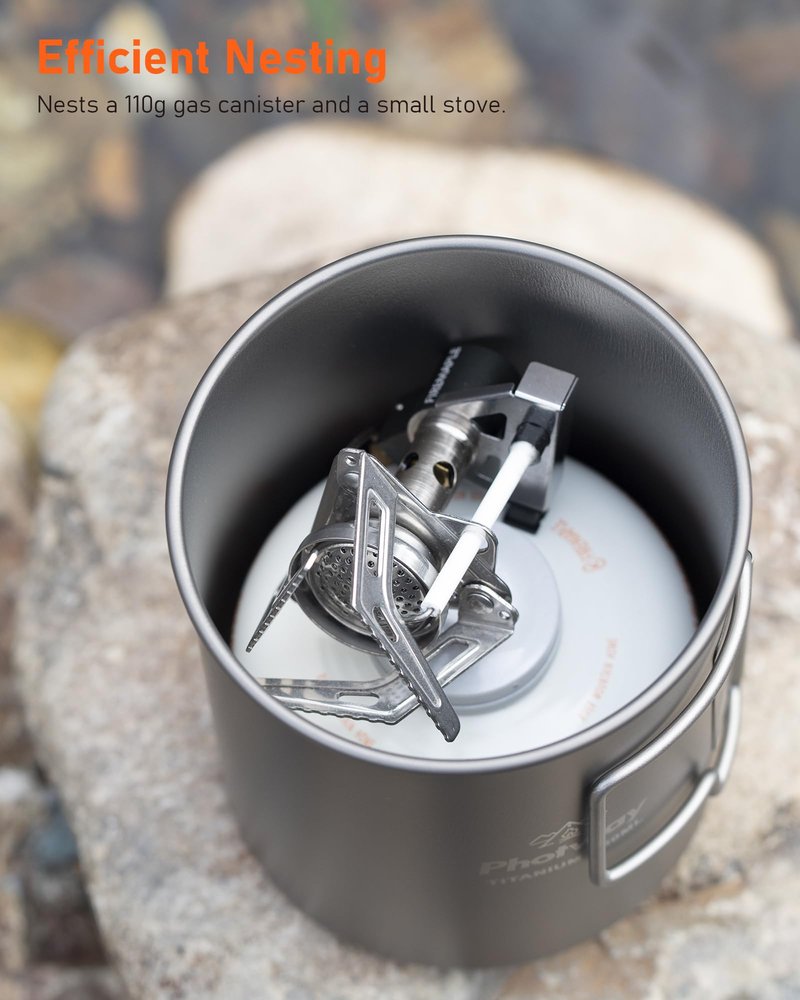 photway 25oz (750ml) Titanium Camping Pot, Ultralight Backpacking Cookware & Campfire Mug for Hiking, Bushcraft & Outdoor Cooking