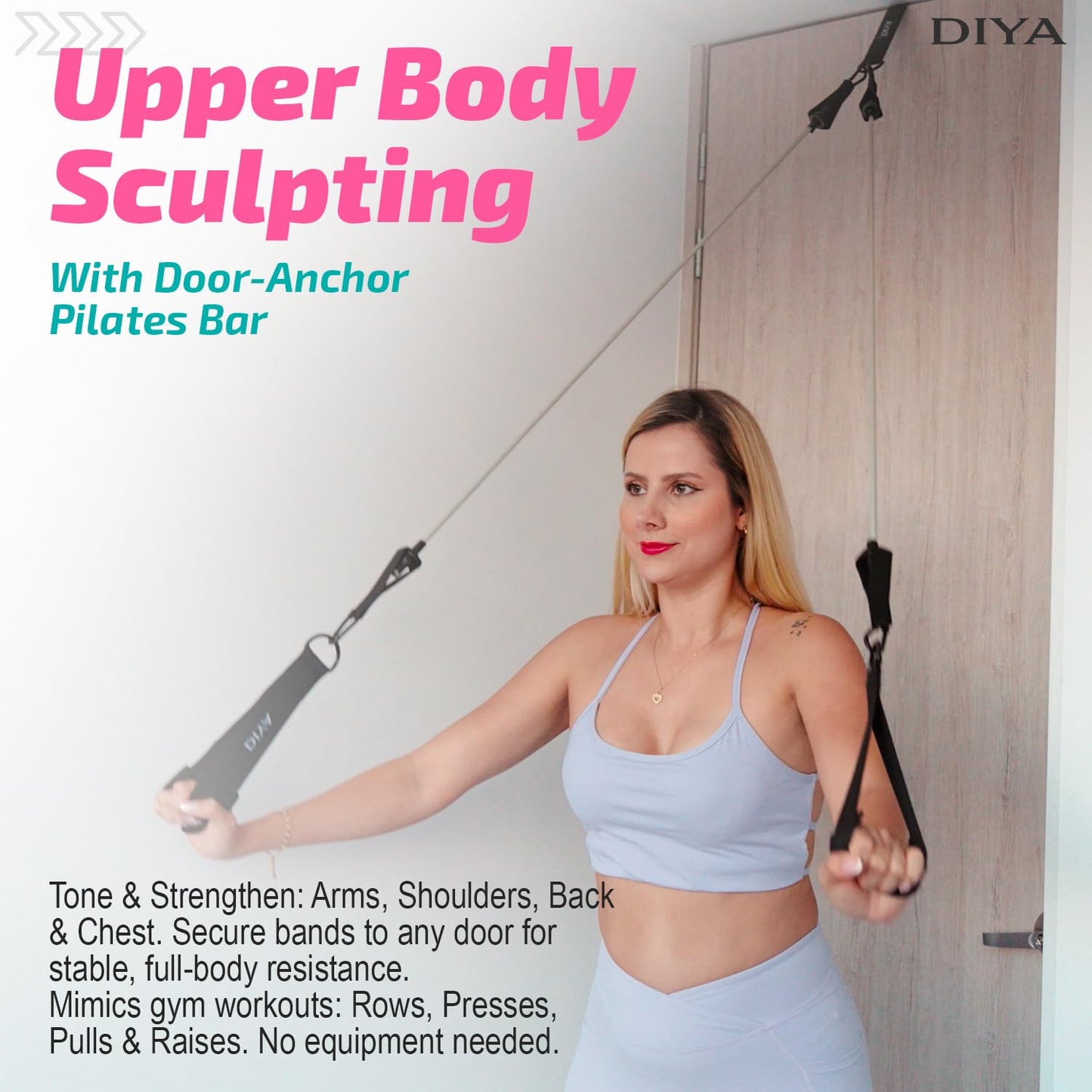 DIYA Pilates Bar Kit with Resistance Bands 140 lbs – Adjustable Portable Home Gym Workout Equipment for Women & Men – Full Body Fitness Bar for Legs, Glutes, Arms, Core & Back