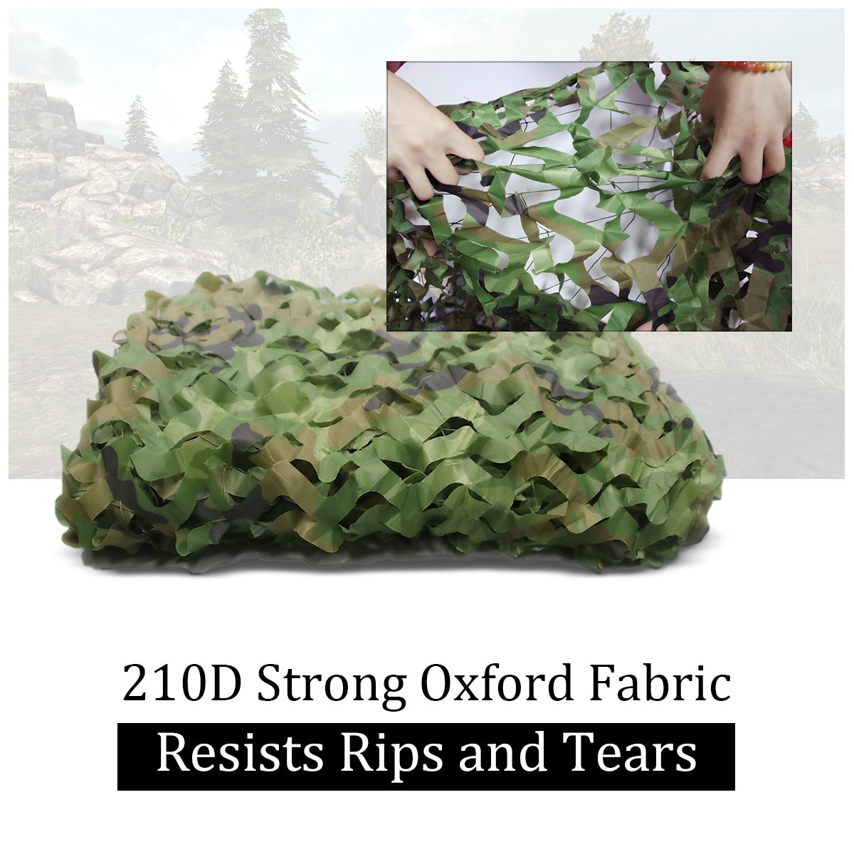 Camo Netting, Camouflage Mesh Netting for Hunting Blinds, Woodland Mesh Perfect Camonetting for Camping Shooting Hunting, Military Theme Party Decoration Sun Shade Outdoor 13x5ft