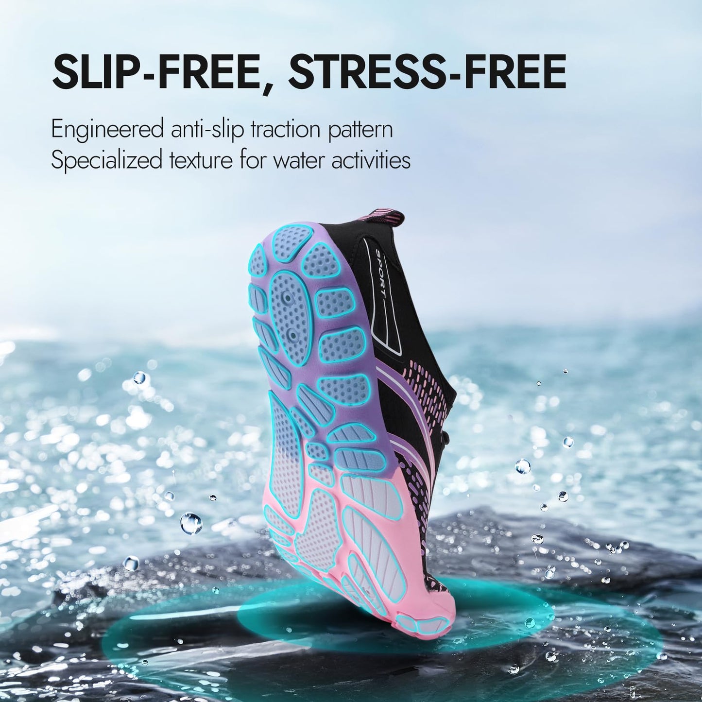 ATHMILE Hiking Barefoot Water Shoes for Women Men Beach Swim Pool Quick Dry