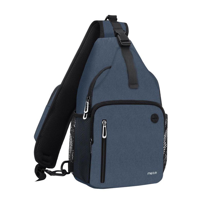 MOSISO Sling Backpack Bag, Crossbody Shoulder Bag Travel Hiking Daypack Chest Bag with Front Square Pocket&USB Charging Port, Haze Blue