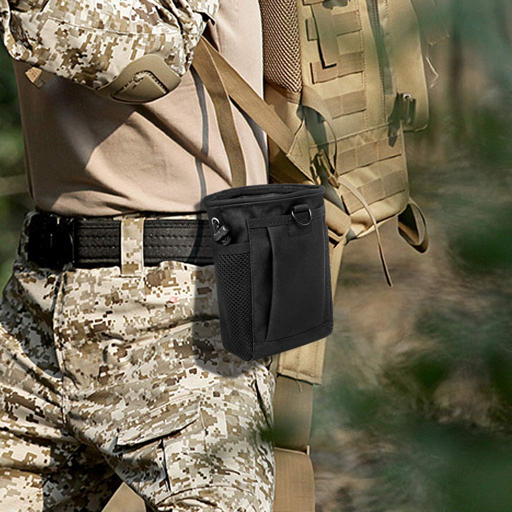 Tactical Molle Drawstring Magazine Dump Pouch, Adjustable Military Utility Belt Fanny Hip Holster Bag Outdoor Ammo Pouch (Army Green)