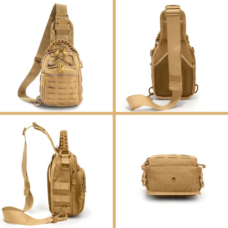 Tactical Sling Backpack - Military Rover Crossbody Bag for Travel & Outdoor | Khaki Color