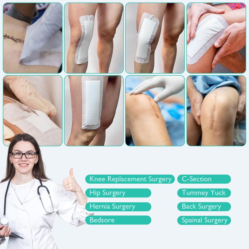 15 Count Breathable Adhesive Island Dressing Bandages Wound Bandage Patches Bordered Gauze for Knee Replacement 4" x 12" with Absorbent Non Stick Pad