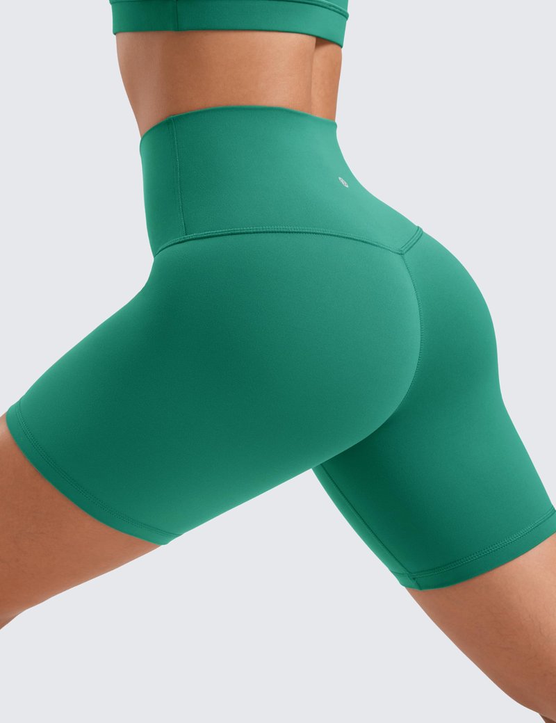 CRZ YOGA ButterLuxe Biker Shorts 6" - High Waisted Workout Running Volleyball Spandex Yoga Womens Cascadia Green XX-Small