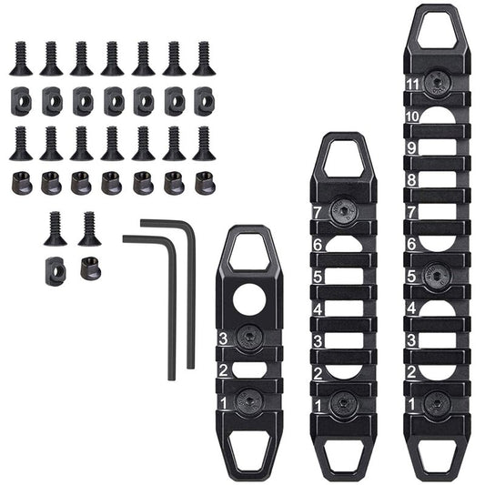 West Lake Keymod Picatinny Rail Sections, 3-Slot 7-Slot 11-Slot, Solid Aluminum Single Dual Keymod MLOCK Compatible Multi-Functional Rails (Black)