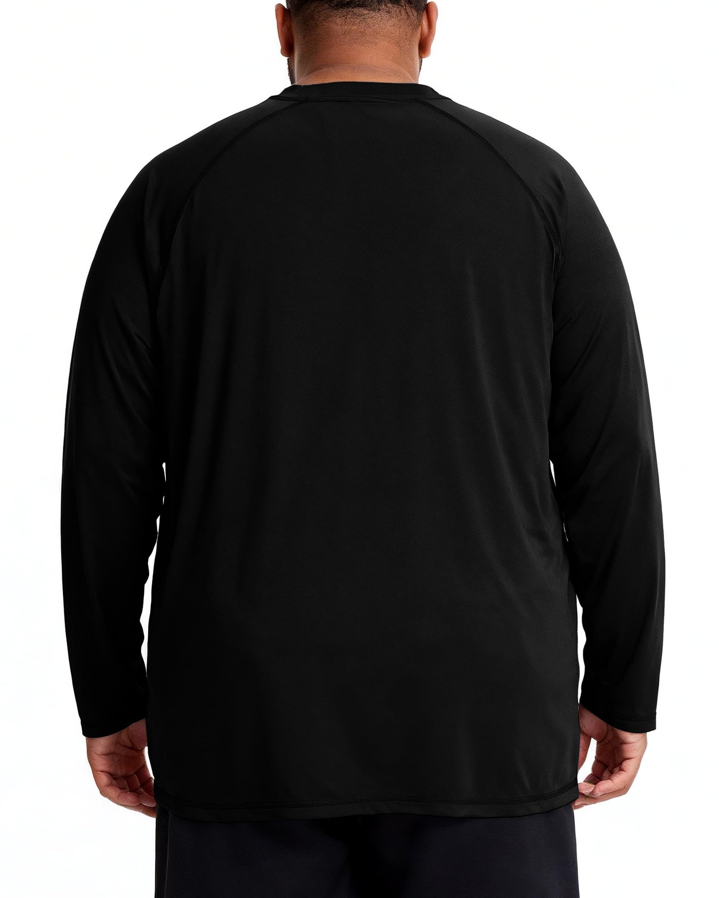 Roadbox Men's Big and Tall UPF 50+ UV Sun Protection Shirts, Long Sleeve Cooling Rash Guard Quick Dry Fishing Swim T-Shirt Black