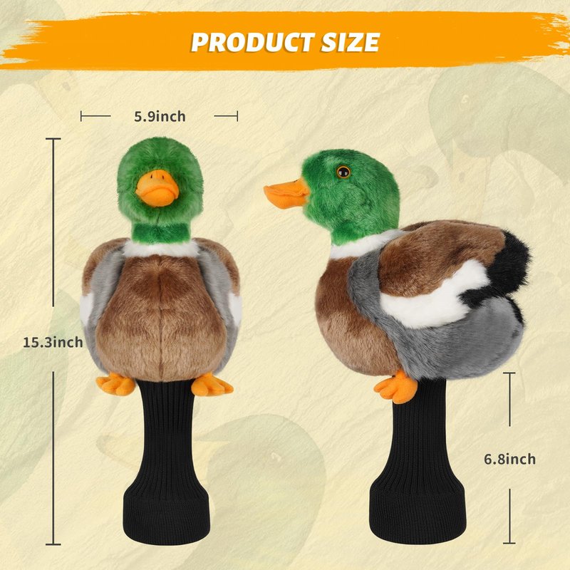 Funny Driver Headcover, Plush Golf Club Covers Long Neck, Animal Headcover, Fairway Wood Hybrid Headcover, Headcovers for Golf Clubs Fits Men and Women,Driver Headcover Animal for Present,Mallard Duck