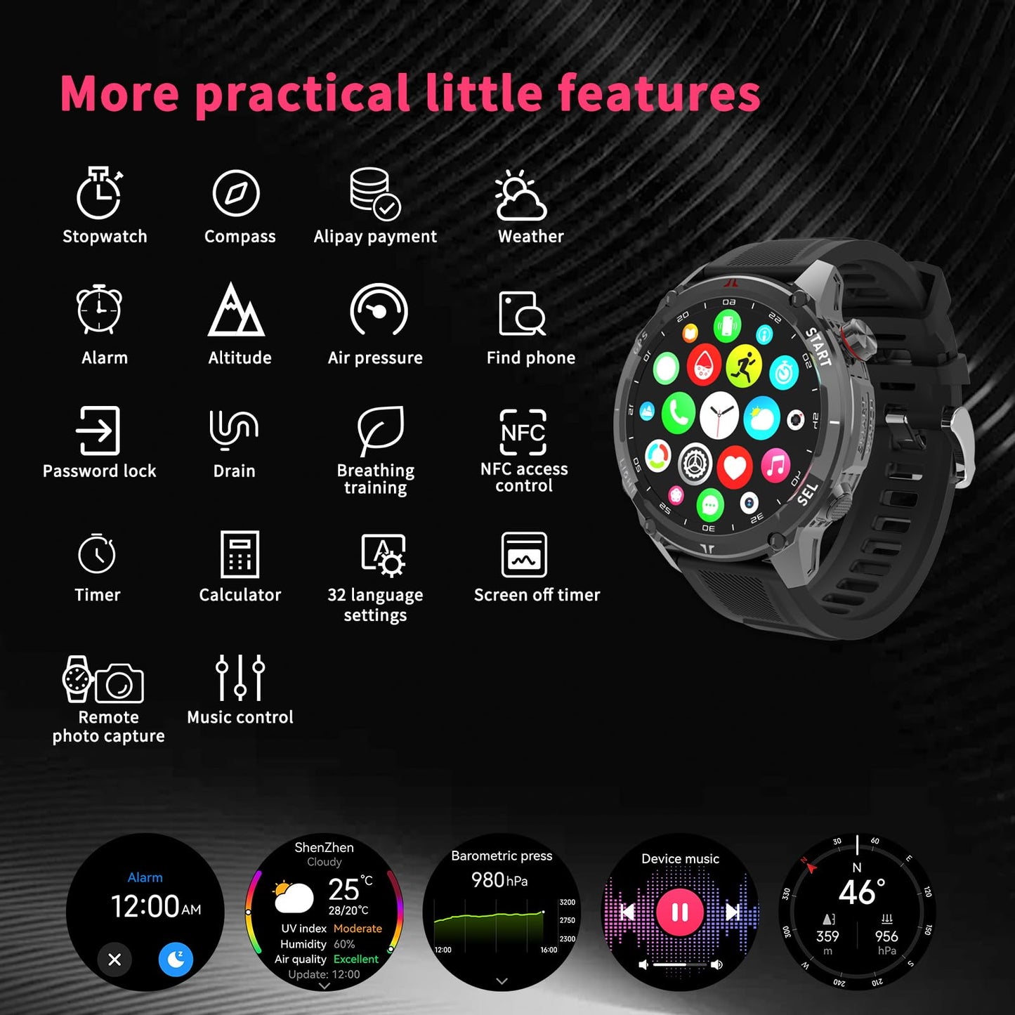 CHILEAF Smart Watch for Men Women, Bluetooth Call, 1.43 Inch Touchscreen Fitness Tracker with Heart Rate, SpO2, Sleep Monitoring, Sports Smartwatch with GPS, Multiple Sport Modes, IP68 Waterproof