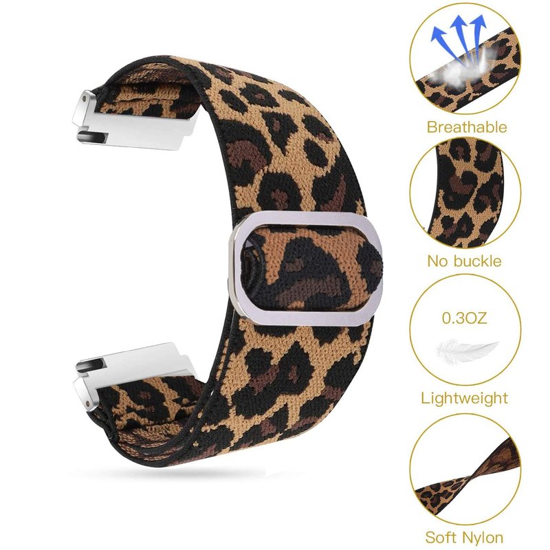 Lamshaw Compatible for Embr Wave 2 Band, Stretch Elastics Nylon Adjustable Replacement Strap Accessories Compatible for Embr Wave 2 Thermal Wristband (Leopard)