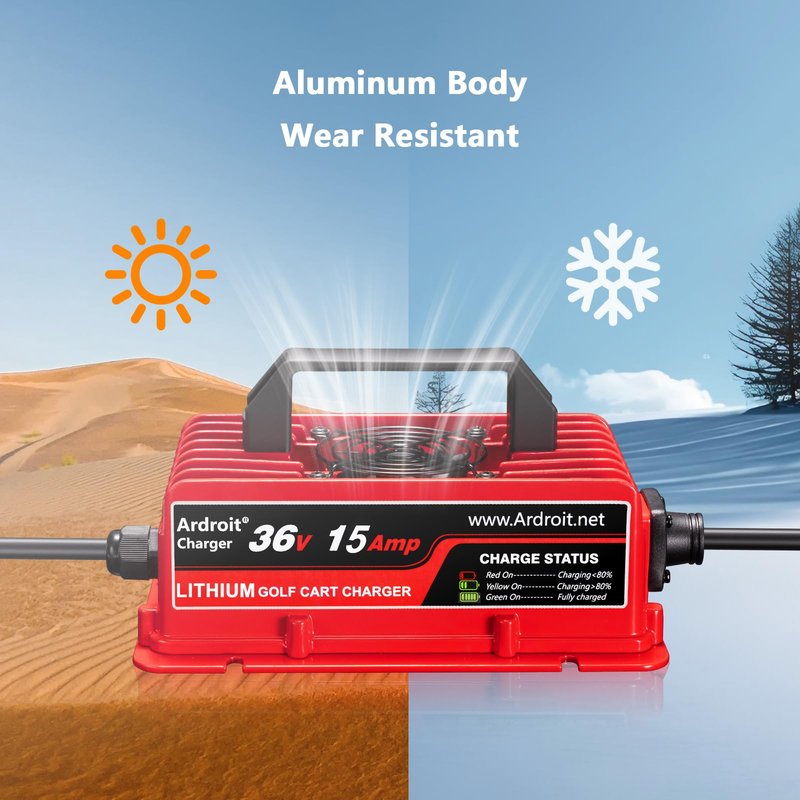 36V Lithium Battery Charger, 43.8V 15A Fast Charging for Golf Cart, IP67 Waterproof, 36 Volt 15 Amp Lithium Charger, Fully Automatic Smart Charging