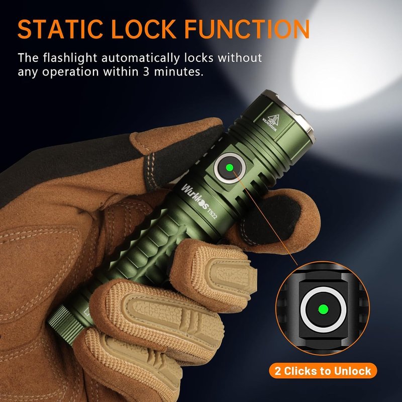 Wurkkos LED Flashlight High Lumen Rechargeable - TS22 4800 lm Super Bright 70.3 HI LED Flashlight USB C Charging IP68 - Constant Current Output Flashlight for Dog Walking Ramping Emergency Hiking