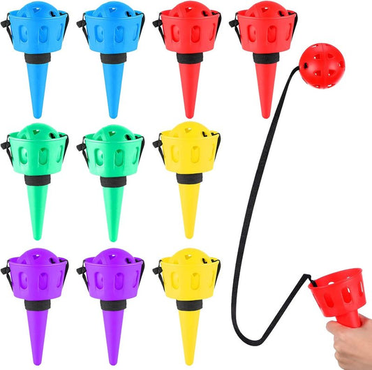 Throw and Catch Ball Set - 10 Pieces Kids Outdoor Game for Hand-Eye Coordination | 5 Color Options