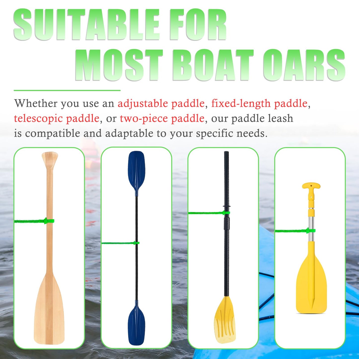 NVAAV 1/2/4 Pack Kayak Paddle Board Tether Leash Stretchable Strap Lanyard Rope, 3.3-7 Feet with Carabiner for SUP Kayaking Boating Canoeing Fishing Pole Rod or Other Gear
